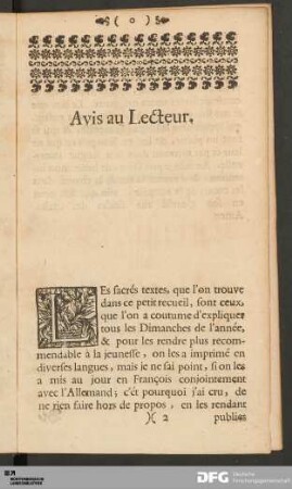 Avis au Lecteur