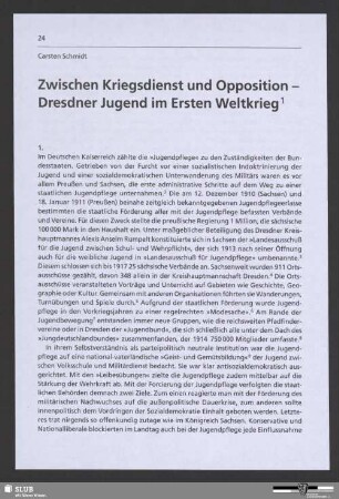 Zwischen Kriegsdienst und Opposition - Dresdner Jugend im Ersten Weltkrieg
