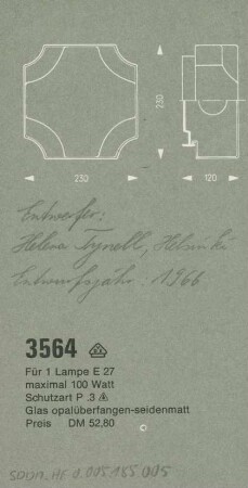 BEGA Wandleuchte "Nr. 3564" von Helena Tynell