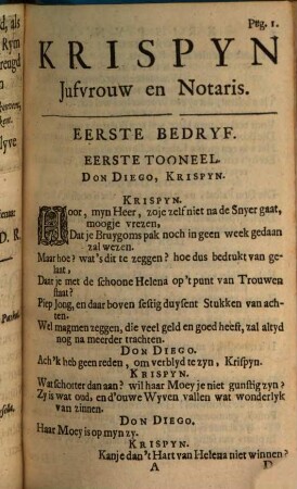 Krispyn, Jufvrouw en Notaris : Blyspel