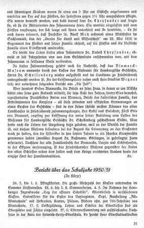 Bericht über das Schuljahr 1950/51