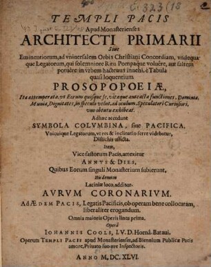 Templi pacis apud monasterienses Architecti primarii ... Prosopopoeiae