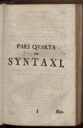 Pars Quarta. De Syntaxi.
