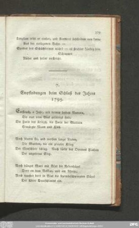 7. Empfindungen beim Schluß des Jahres 1795.