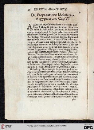 De Propagatione Idolatriae Aegyptiorum. Cap. VI