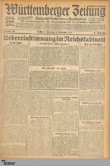 Württemberger Zeitung : das nationalsozialistische Morgenblatt in Stuttgart : WLZ, Württembergische Landeszeitung