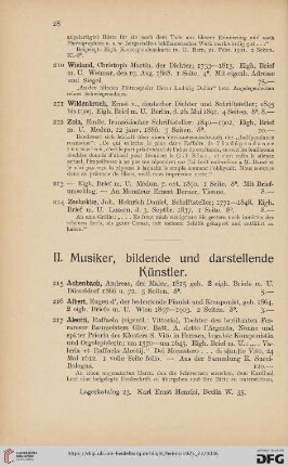 II. Musiker, bildende und darstellende Künstler (Nr. 215 - 380)