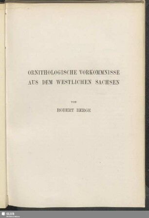 Ornithologische Vorkommnisse aus dem westlichen Sachsen