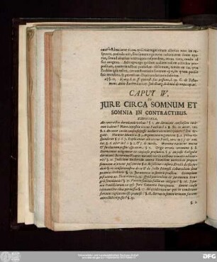 Caput IV. De Iure Circa Somnum Et Somnia In Contractibus.