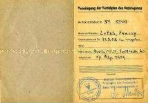 Mitgliedsbuch der Vereinigung der Verfolgten des Naziregimes - Personenkonvolut