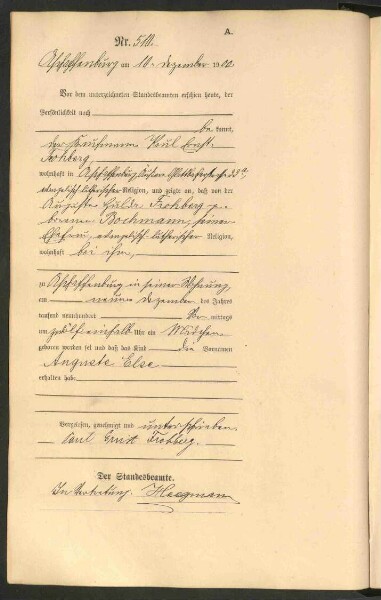 Standesamtsbuch der Stadt Aschaffenburg: Geburten 365/1900 - 184/1901