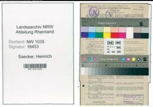 Entnazifizierung Heinrich Saecker , geb. 30.08.1889 (Steiger)