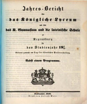 Jahres-Bericht, 1847/48