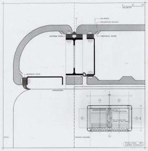 "Misawa Homes Prefabricated Housing International Design Competition 70", Mobilhaus (nicht realisiert), 4. Preis – Energiekern: Grundriss, Schnitt. Misawa/Japan