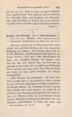 673-678 [Rezension] Rottmanner, Odilo, Predigten und Ansprachen
