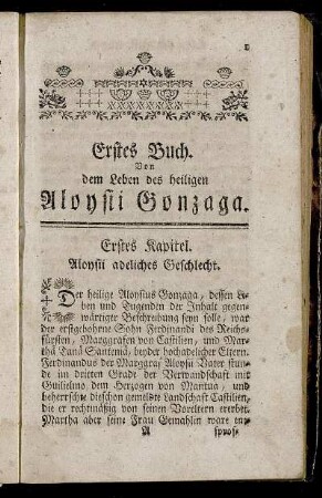 Erstes Buch. Von dem Leben des heiligen Aloysii Gonzaga.