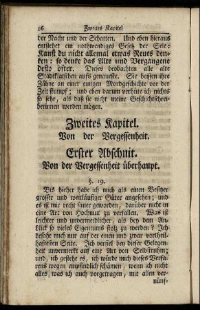 Zweites Kapitel. Von der Vergessenheit.