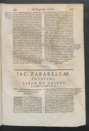 Iac. Zabarellae Patavini, Liber De Tribus Praecognitis.