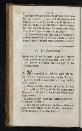 C. Die Haushaltung.