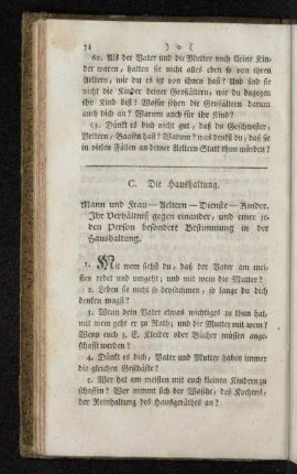 C. Die Haushaltung.