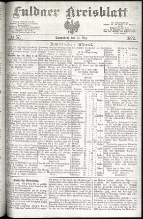Erste Ausgabe vom Samstag, den 14. Mai 1892.