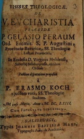Theses theol. de V. eucharistia