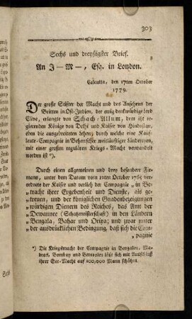 303-314, Sechs und dreyßigster Brief