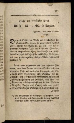 303-314, Sechs und dreyßigster Brief