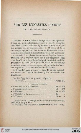 Sur les dynsties divines de l'ancienne Égypte
