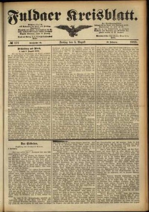 Ausgabe vom Freitag, den 05. August 1910.