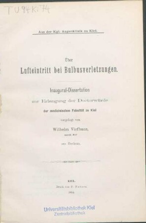 Über Lufteintritt bei Bulbusverletzungen