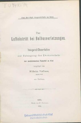 Über Lufteintritt bei Bulbusverletzungen