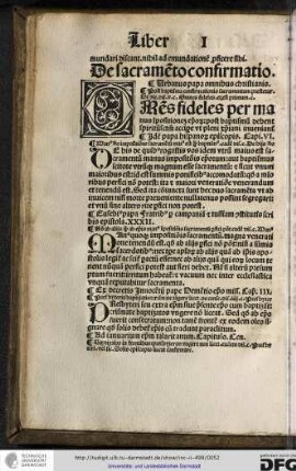 Urbanus papa omnibus christianis: post baptisma confirmationis sacramentum prestetur...