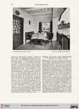 Ueber Balkon und Terasse
