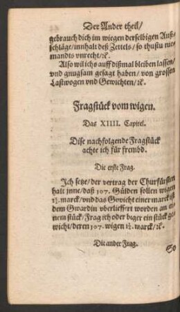 Fragstück vom wigen. Das XIIII. Capitel.