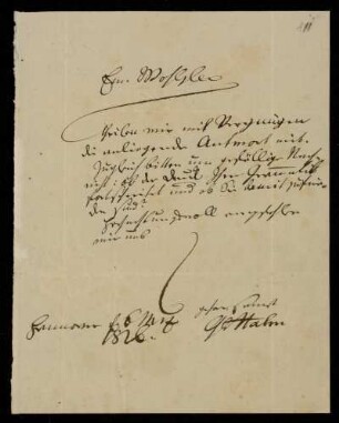 Brief von Heinrich Wilhelm Hahn an Heinrich Ewald, Hannover, 6.3.1826