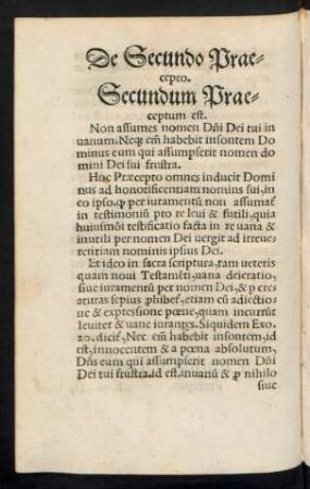 De Secundo Praecepto.