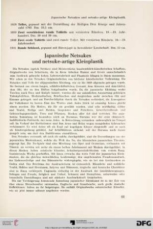 Japanische Netsukes und netsuke-artige Kleinplastik (Nr. 1042-1334)