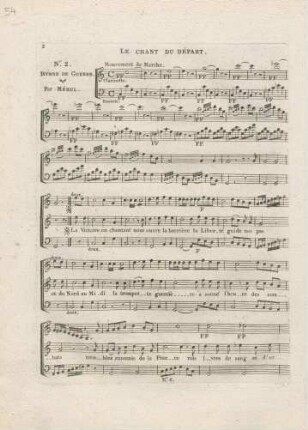 No.2 Le Chant du Départ. Hymne de Guerre. Par Méhul.