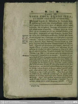 Caput III. Varia Circa Equos Iura, Et Inter Privatos Cumprimis