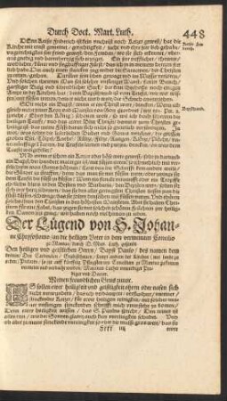 Der Lügend von S. Johanne Chrysostomo ...
