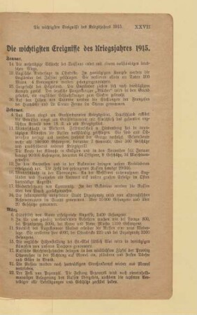 Die wichtigsten Ereignisse des Kriegsjahres 1915