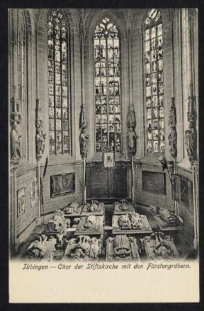 26, Tübingen - Chor der Stiftskirche mit den Fürstengräbern.