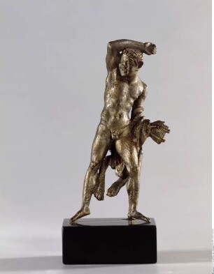 Hellenistische Statuette oder Applik eines jungen Satyrs mit Panflöte