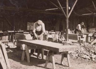 Sandsteinbruch Rottwerndorf : Rottwerndorf, Sandsteinbrüche. Steinmetze bei der Arbeit