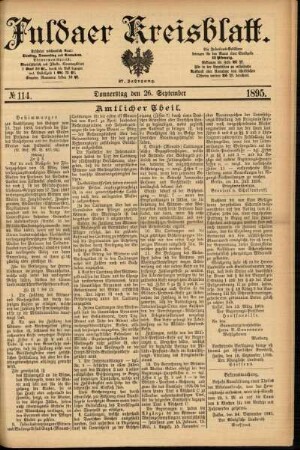 Erste Ausgabe vom Donnerstag, den 26. September 1895.