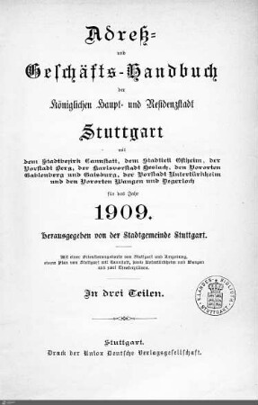 1909: Stuttgarter Adressbücher, 1909