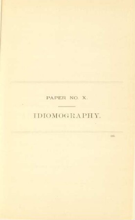Paper No. X. Idiomography