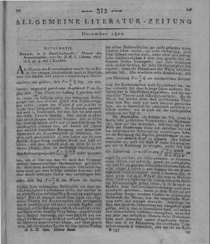 Lehmus, D. C. L.: Theorie des Krummzapfens. Berlin: Realschulbuchhandlung 1818