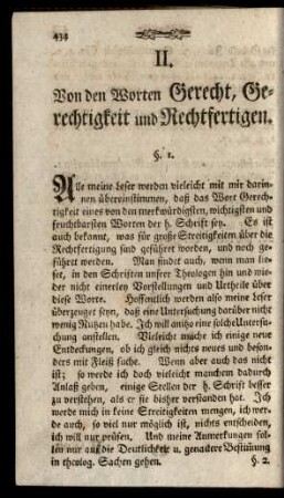 II. Von den Worten Gerecht, Gerechtigkeit und Rechtfertigen